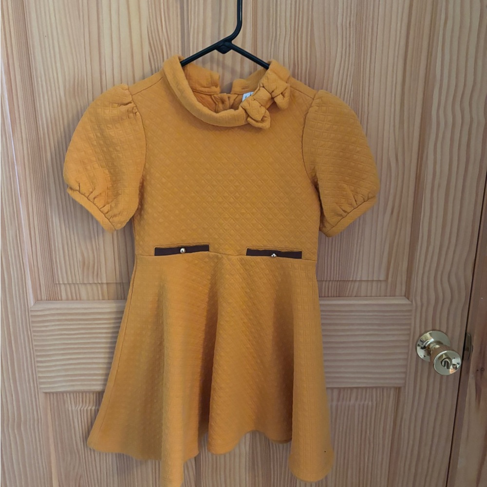 Janie and Jack Mustard Yellow Kids Dress with Bow